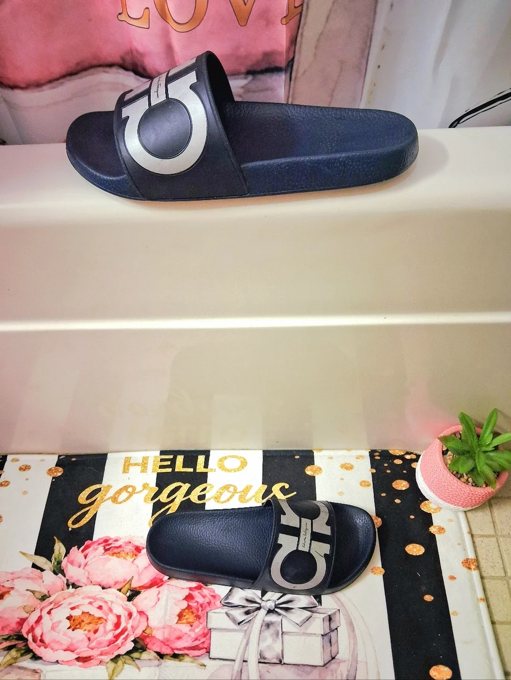 Salvatore Ferragamo Black Slide Sandals
